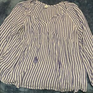 Blue and white long sleeve shirt